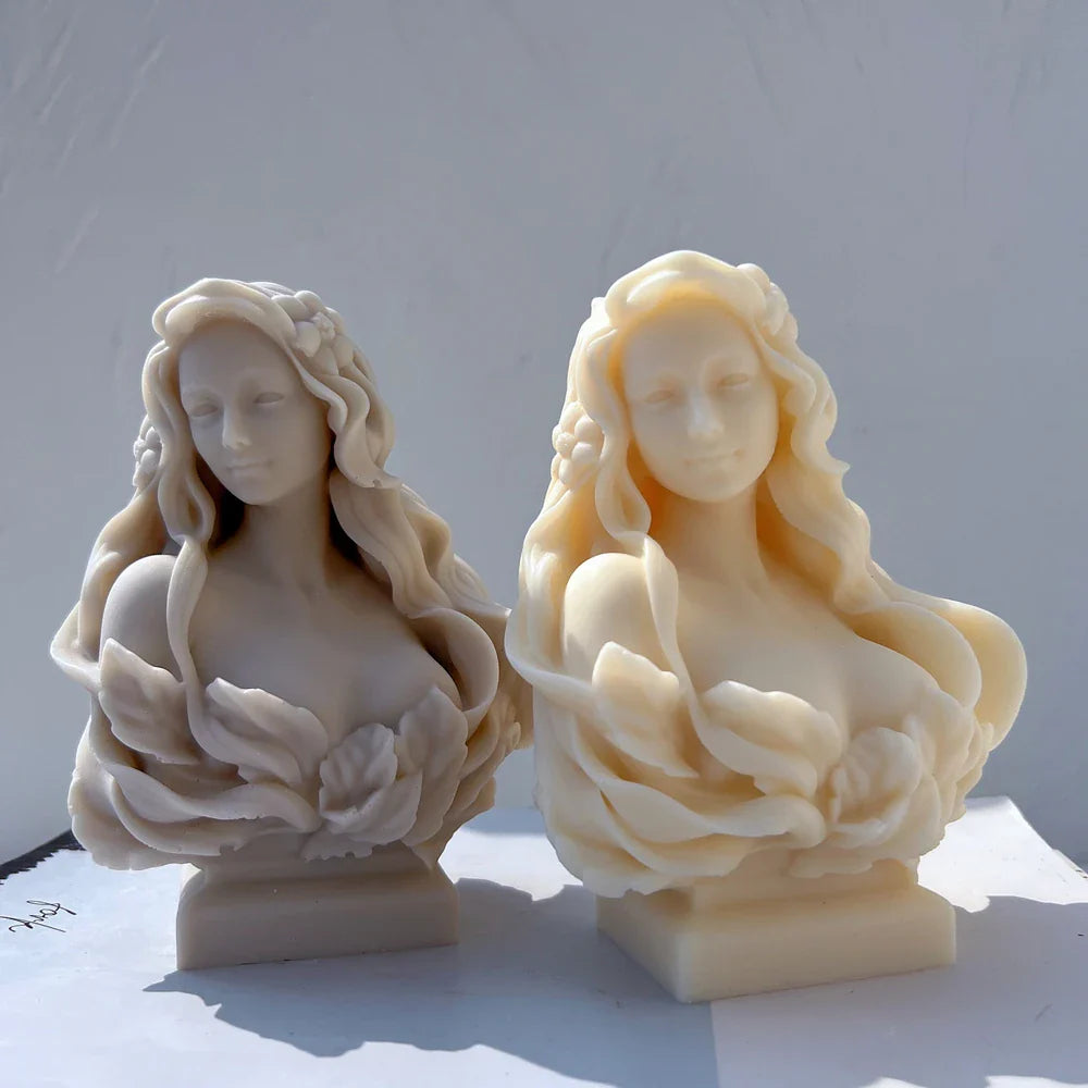 Beautiful Lady Statue Candle Mold Goddess Female Bust Silicone Molds Greek Art Woman Sculpture Soy Wax Tool Lootquake LLC