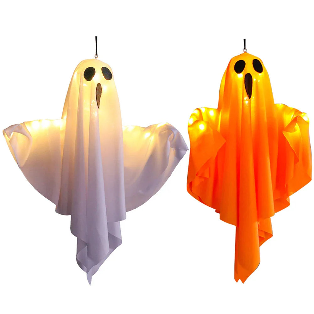 Halloween Glowing White Ghost Hanging Ghosts with Fairy Lights Halloween Outdoor Decoration 50cm Halloween Party Decoration Lootquake LLC