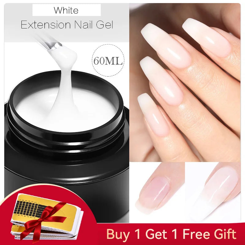 BORN PRETTY 60/30ml Hard Jelly Extension Nail Gel Polish French Nails Nude Pink White Clear Nail Supplies Gel for extension Lootquake LLC
