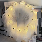Modern Lit Ghosts Wreath Aesthetic Halloween Home Decor Luxury Wall Decoration Cute Halloween Wall Decors Interior Decorations Lootquake LLC