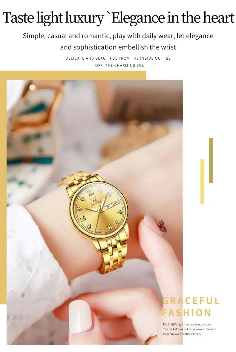 OLEVS Luxury Brand Quartz Watch for Women Stainless Steel Waterproof Ladies Wristwatch Fashion Diamond Dial Women's Watch New In