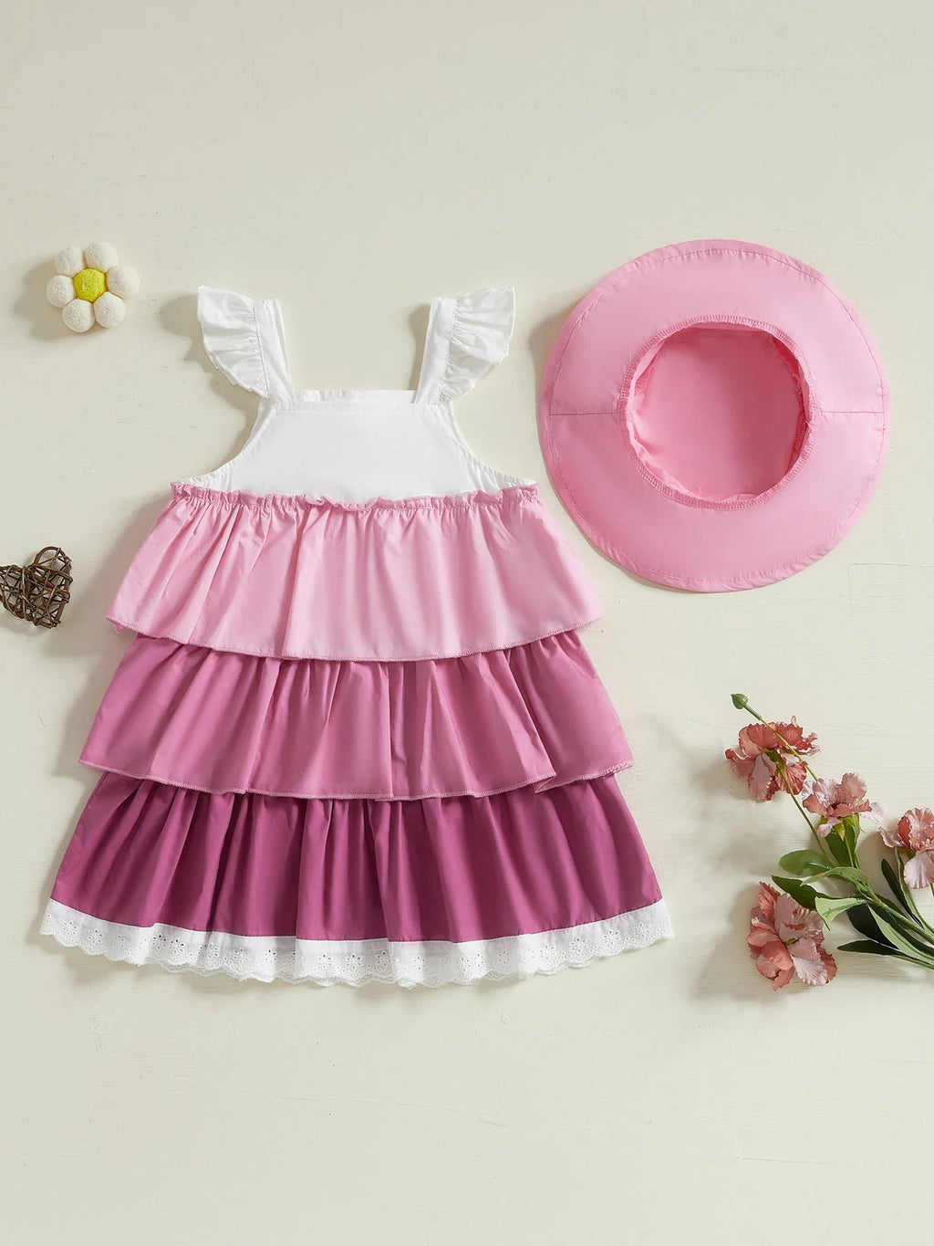 Baby Girl 2-Piece Summer Set Sleeveless Floral Print Dress Matching Sun Hat Toddler Outfit Beach Clothes Lootquake LLC