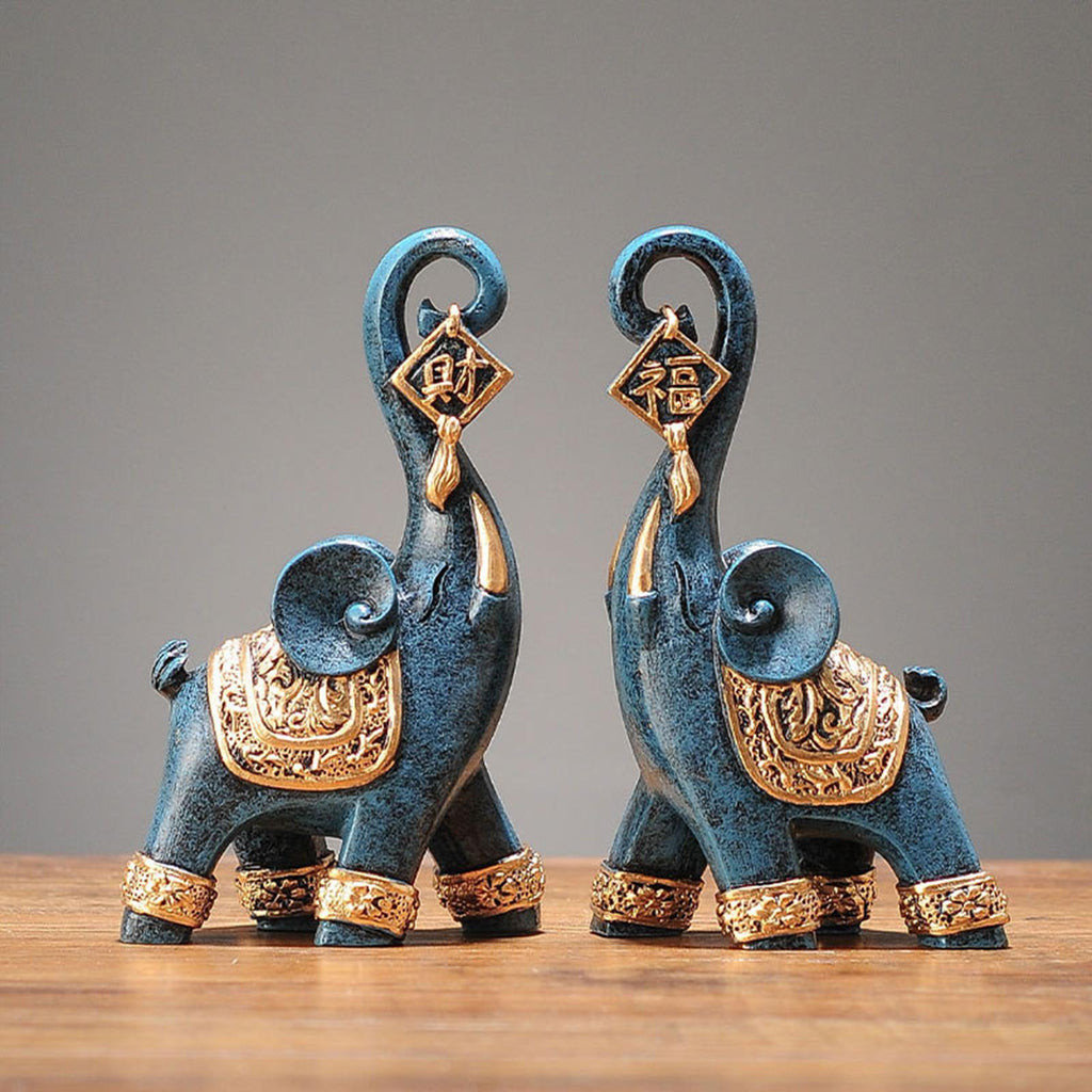 2x Modern Elephant Statues Art Craft Collection Animal Sculpture Ornament for Lootquake LLC
