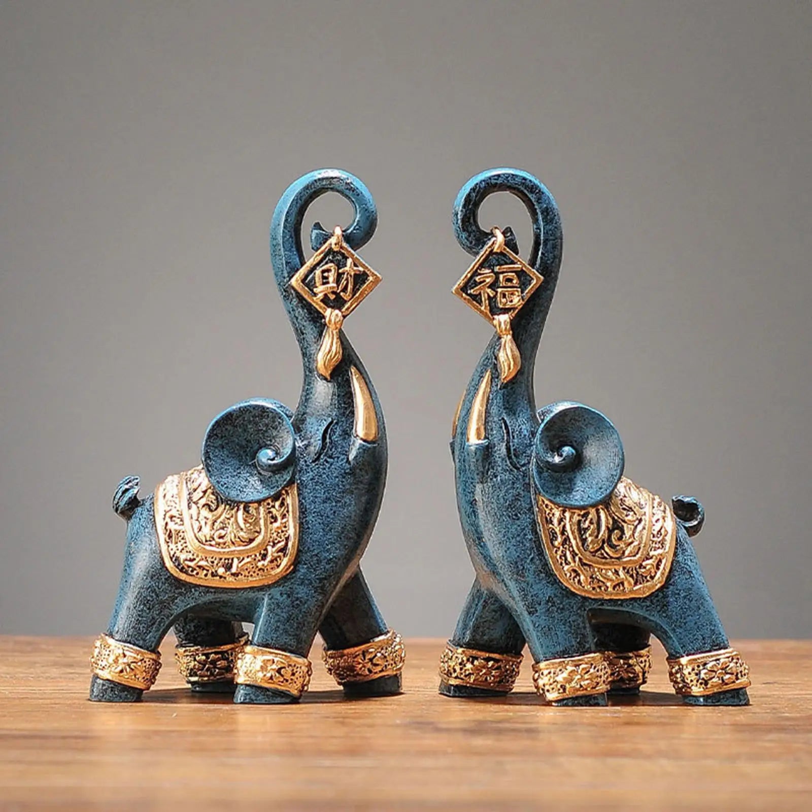 2x Modern Elephant Statues Art Craft Collection Animal Sculpture Ornament for Lootquake LLC