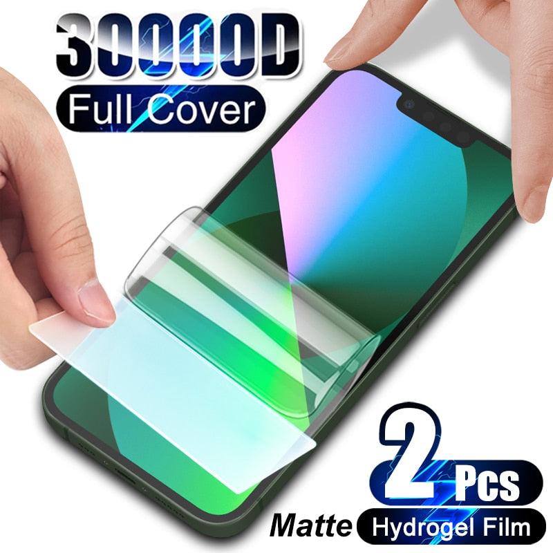 2Pcs Matte Film For iPhone 13 11 12 Pro MAX Mini Screen Protector XS Max XR X 7 8 6S 6 Plus SE Phone Accessories Soft Transparent Protective Screen Protector Film Stevvex