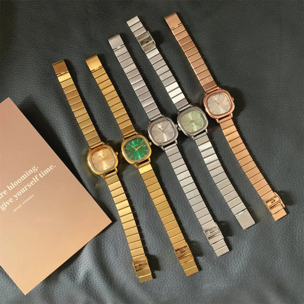2024 Hot Brand Stainless Steel Strap Watch Women Luxury Gift Quartz Wristwatch Student Fashion Simple Square Quartz Watches