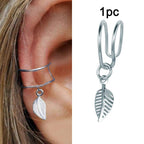 LATS Gold Color Leaves Ear Cuffs, Black Non-Piercing Ear Clip Earrings for Women & Men Lootquake LLC