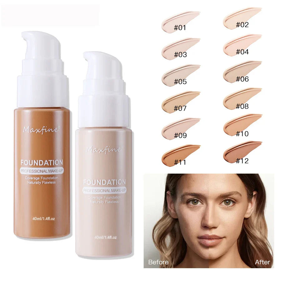 1PCS 12 Color Liquid Foundation Powder Is Light And Delicate Moisturizing High Coverage Easy To Apply And Long Lasting Lootquake LLC