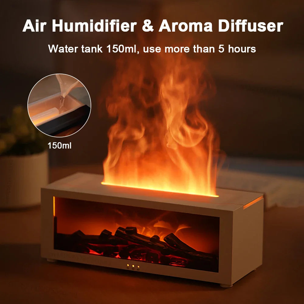 Air Humidifier Essential Oil Diffuser Flame Aroma Humidifier Home Room Fragrance Diffuser with Night Light Aromatherapy Diffuser Lootquake LLC