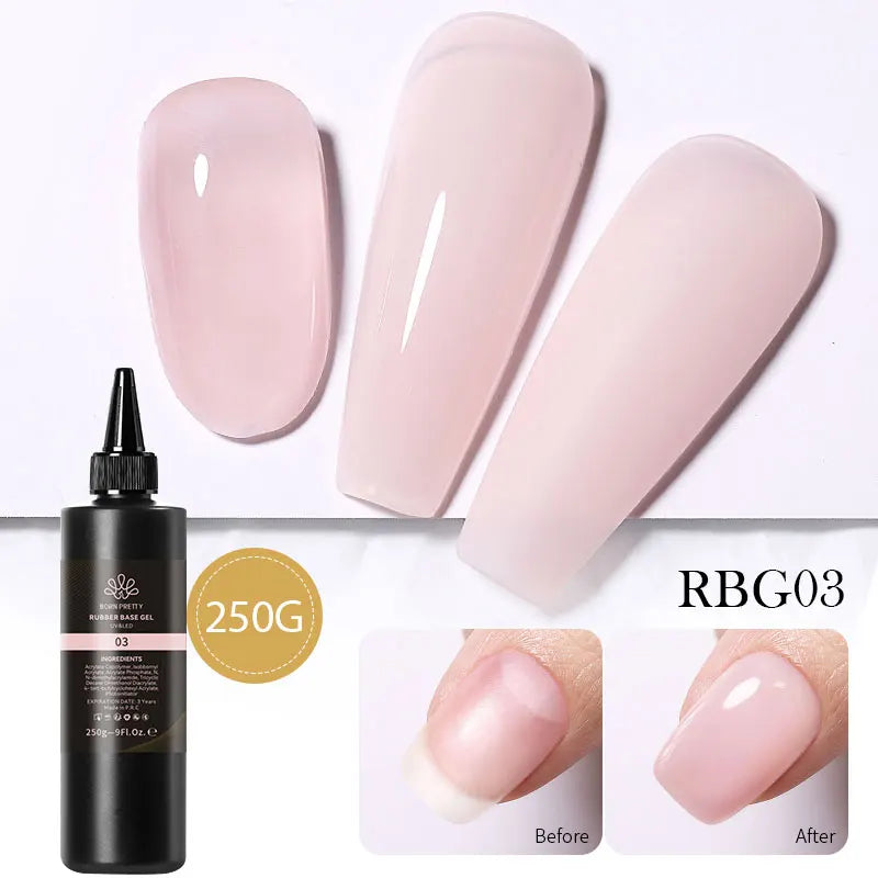 BORN PRETTY 250g Milky White Jelly Nude Gel Nail Polish Refilled Package Translucent Clear Color Semi Permanent Soak Off UV Gel Lootquake LLC