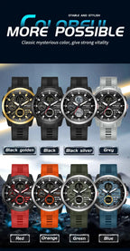 SANDA Sports Men's Electronic Watch Fashion Multi functional Waterproof LED Dual Display Men's Electronic Watch 3379