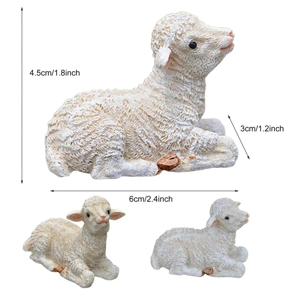 Sheep Sculpture  Cute Micro Landscape Sheep Sculpture  Synthetic Resin Animal Figurine Lootquake LLC