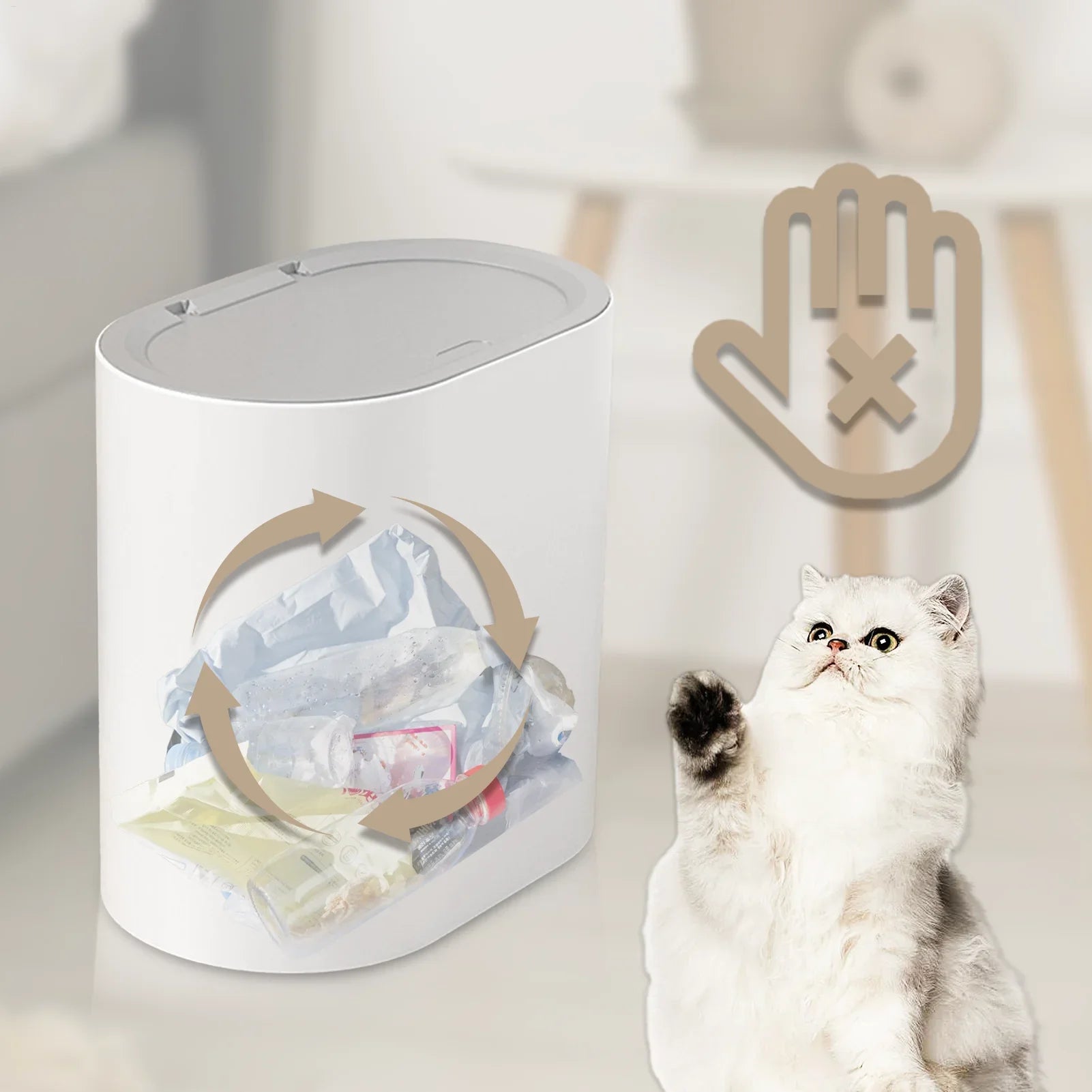 Bathroom Trash Can with Lid Push-type Trash Bin Anti-odor Garbage Can Press Top garbage can Waste Basket for Kitchen accessories Lootquake LLC