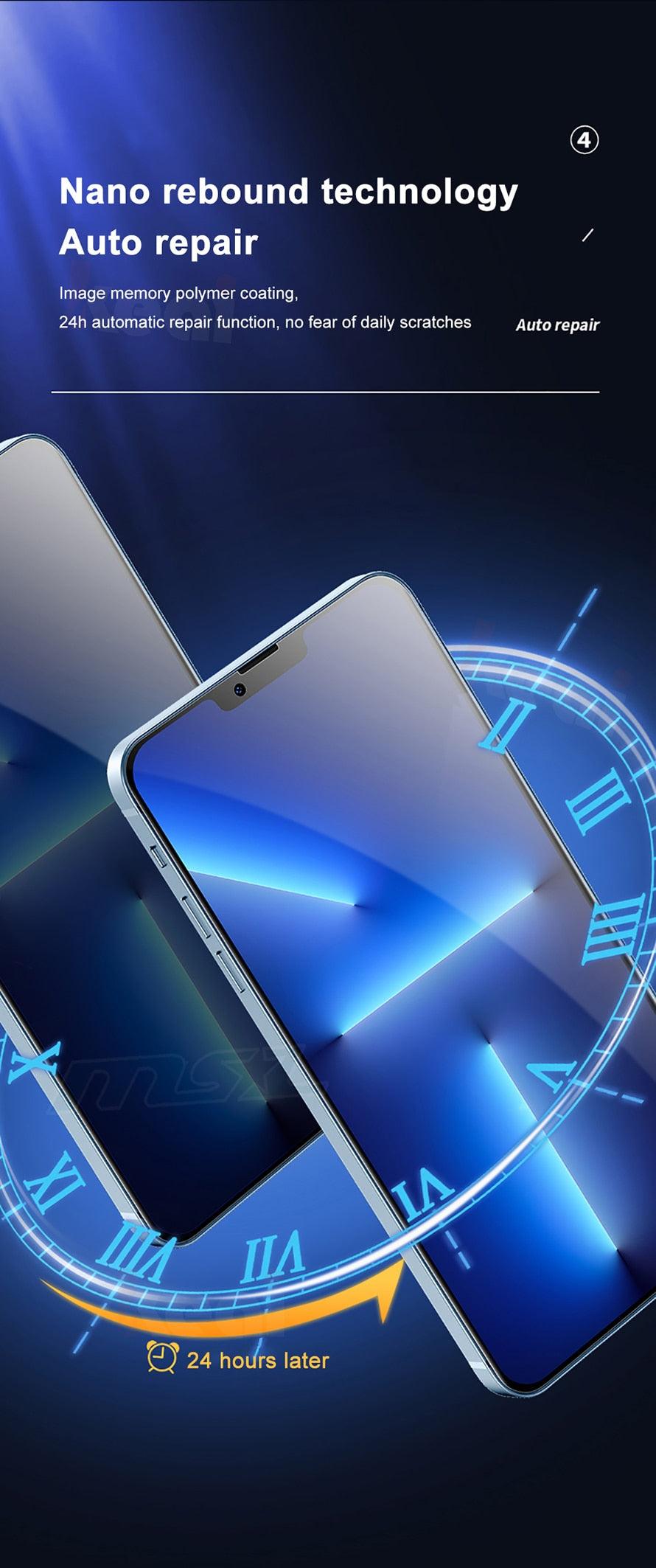 4PCS Film For iPhone 13 12 11 14 Pro Max Full Cover Screen Protector For iPhone X XR XS Max 6 7 8 14 Plus SE Not Glass Anti-Scratch Shockproof Protection Screen Cover Shield Stevvex
