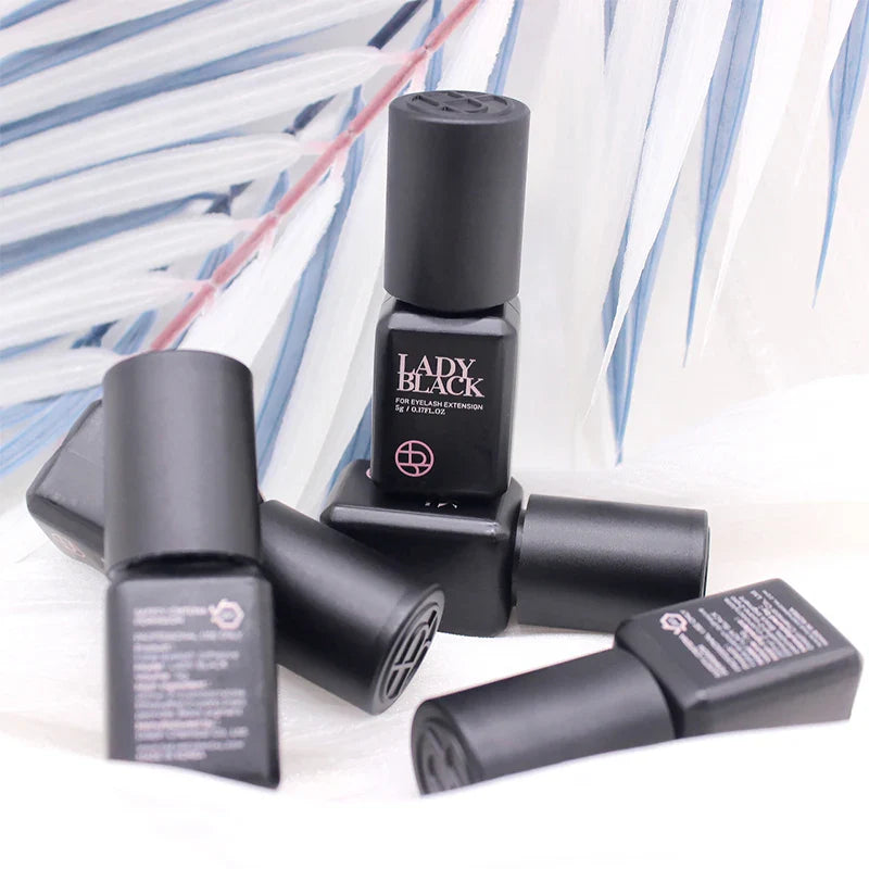 5 Bottles Lady Black Lash Glue Korea Dry Fastest Strongest False Eyelash Extensions Glue 5ml Makeup Tools Professional Adhesive Lootquake LLC