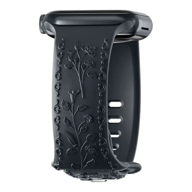 Apple Watch Silicone Band - Floral Engraved - Stylish Design - SJB-DIAMOND ELITES