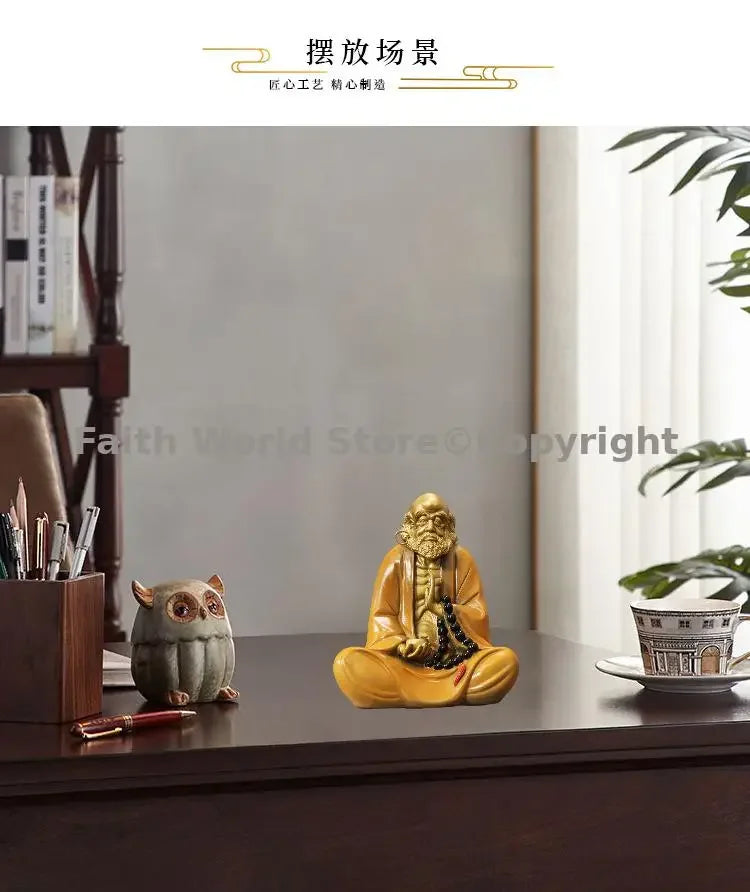 Buddhism Spiritual Art Bronze Sculpture Dharma Buddhist saints Chan sect Dhyana Zen Bronze carved home decorative Sitting Buddha Lootquake LLC