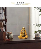 Buddhism Spiritual Art Bronze Sculpture Dharma Buddhist saints Chan sect Dhyana Zen Bronze carved home decorative Sitting Buddha Lootquake LLC