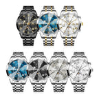 OLEVS 3675 Mens Watch Original Multifunctional Chronograph Quartz Watch Moon Phase Watches For Men Waterproof Mens Gifts Reloj