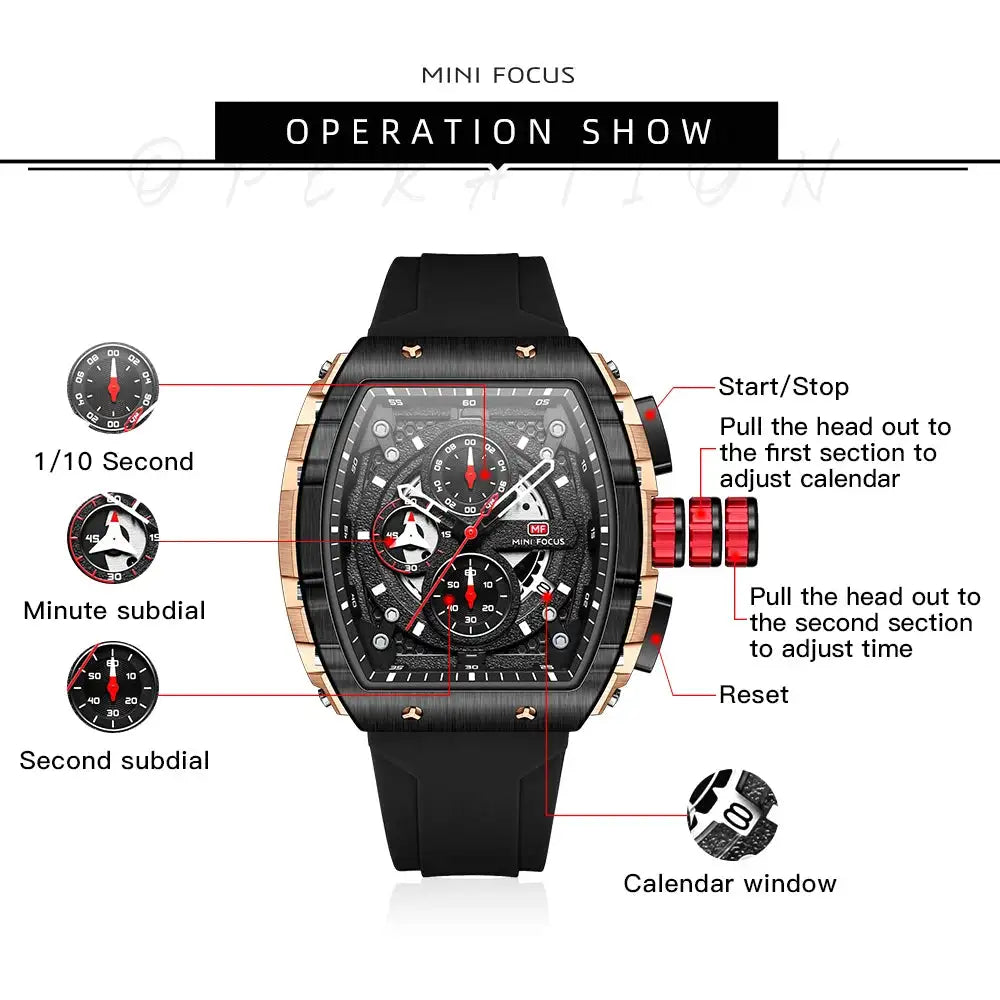 Sports Mens Watches Top Brand Luxury Waterproof Quartz Watch for Men Silicone Strap Fashion Wristwatches Relogio Masculino 0399G