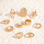 Docona Fashion Elegant Stacking Gold Colour Rings Geometric Design Ring Set Accessories Daily Festival Party Gifts 27910