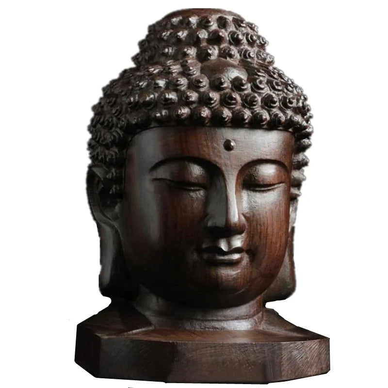 2.36'' Wood Sakyamuni Statue 6cm Wooden Buddha Statue Creative Tathagata Figurines Mahogany India Buddha Head Crafts Lootquake LLC