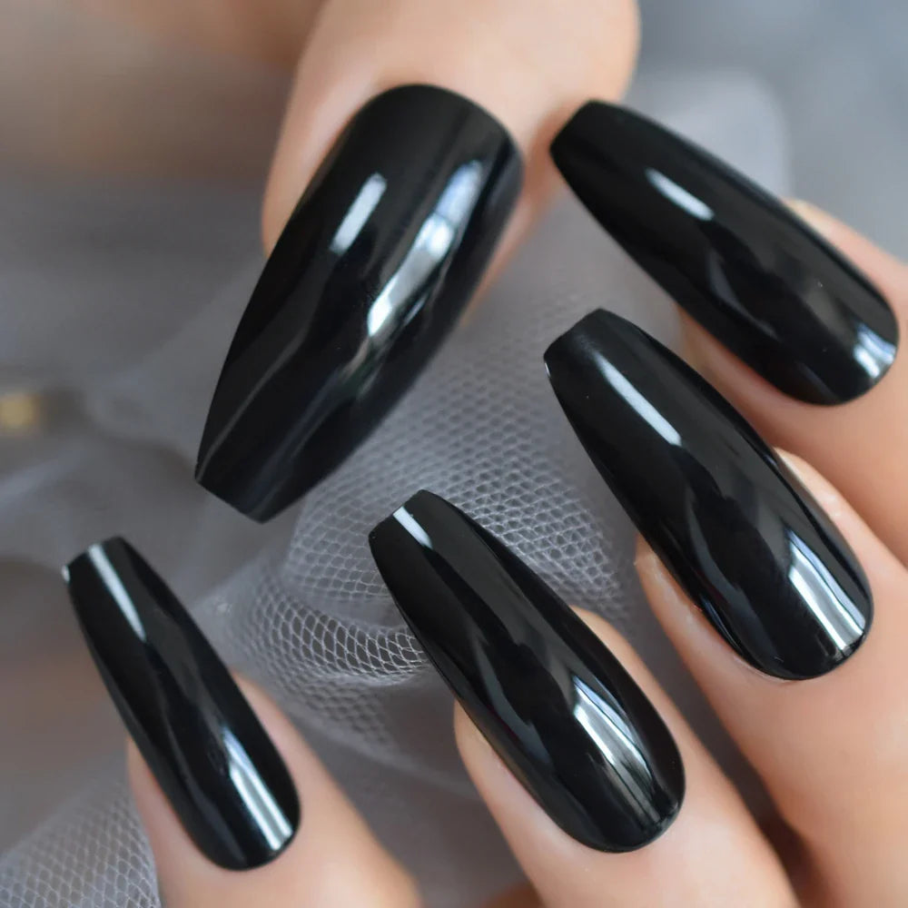 Milk White Long Ballerina Nails Glossry Shiny Pure Color Extra Long Acrylic Nail Tips gel Polish Cover 24 Lootquake LLC