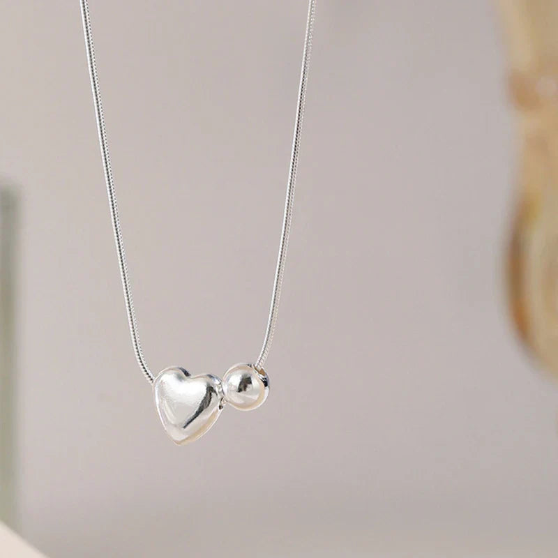 925 Sterling Silver Necklace Simple Heart Love Ball Elegant Geometric for Women Girl Jewelry Gift Dropshipping Wholesale Lootquake LLC