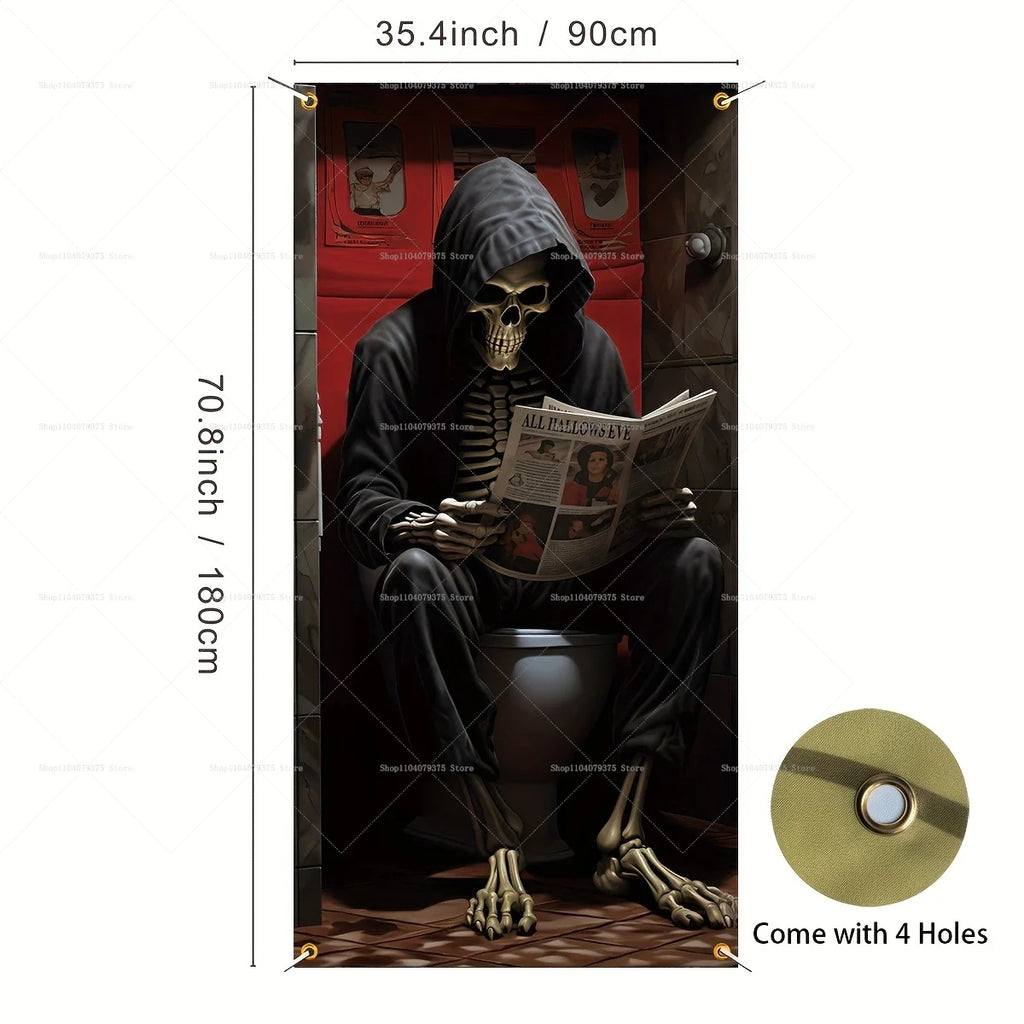 Halloween Party Decorations Spooky 2D Door Banner Party  Skull Pumpkin Wizard Porch Banner   Photo Booth Frame Prop Supplies Lootquake LLC