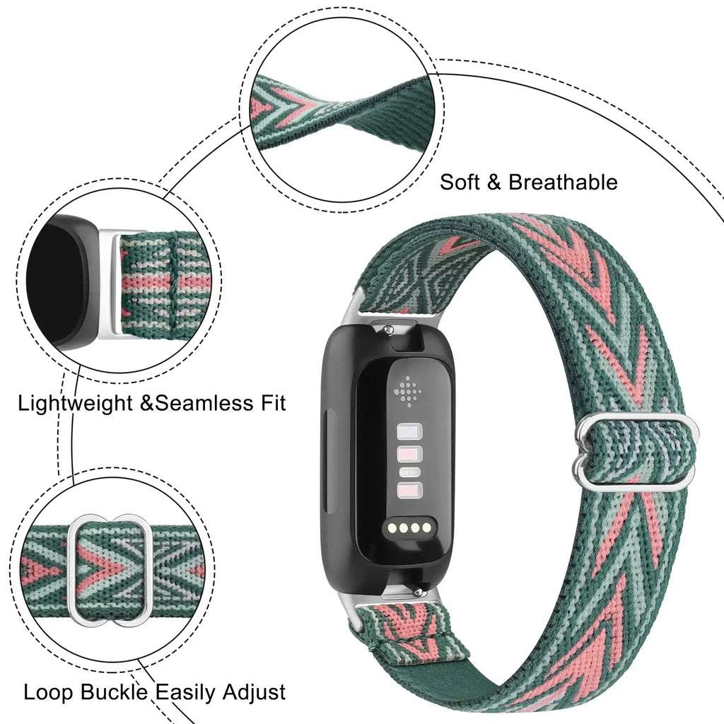 Fitbit Inspire 3, 2, 1, HR Nylon Band - Breathable Strap - SJB-DIAMOND ELITES