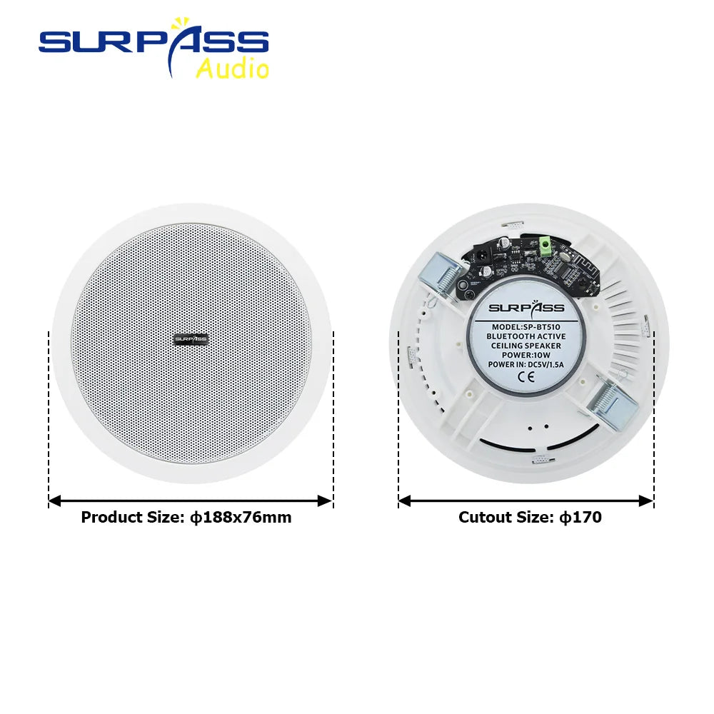 Built-in Class-D Amplifier Full Range Bluetooth-compatible Ceiling Speaker Horn For Home Theater Background Music Good Quality Lootquake LLC