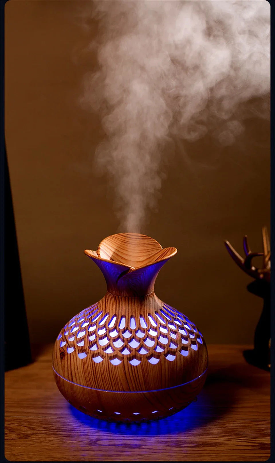 USB Hollow Wood Grain Humidifier Aroma Diffuser Atomizer Household Humidifier Hydrating Instrument Desktop Humidifier Lootquake LLC