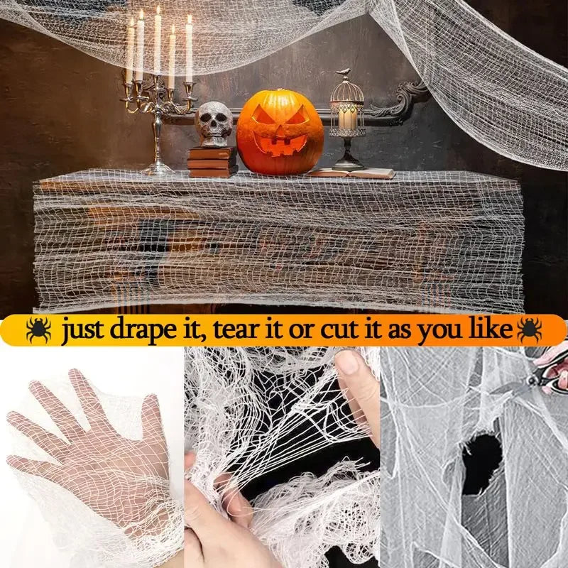 Horror Halloween Party Decoration Haunted Houses Doorway Outdoors Decorations White Creepy Cloth Scary Gauze Gothic Props Lootquake LLC