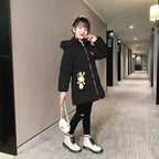 4 Color Big Size Winter Keep Warm Long Style Girls Jacket Teenage Thick Heavy Cold-proof Hooded Windbreaker Coat For Kids