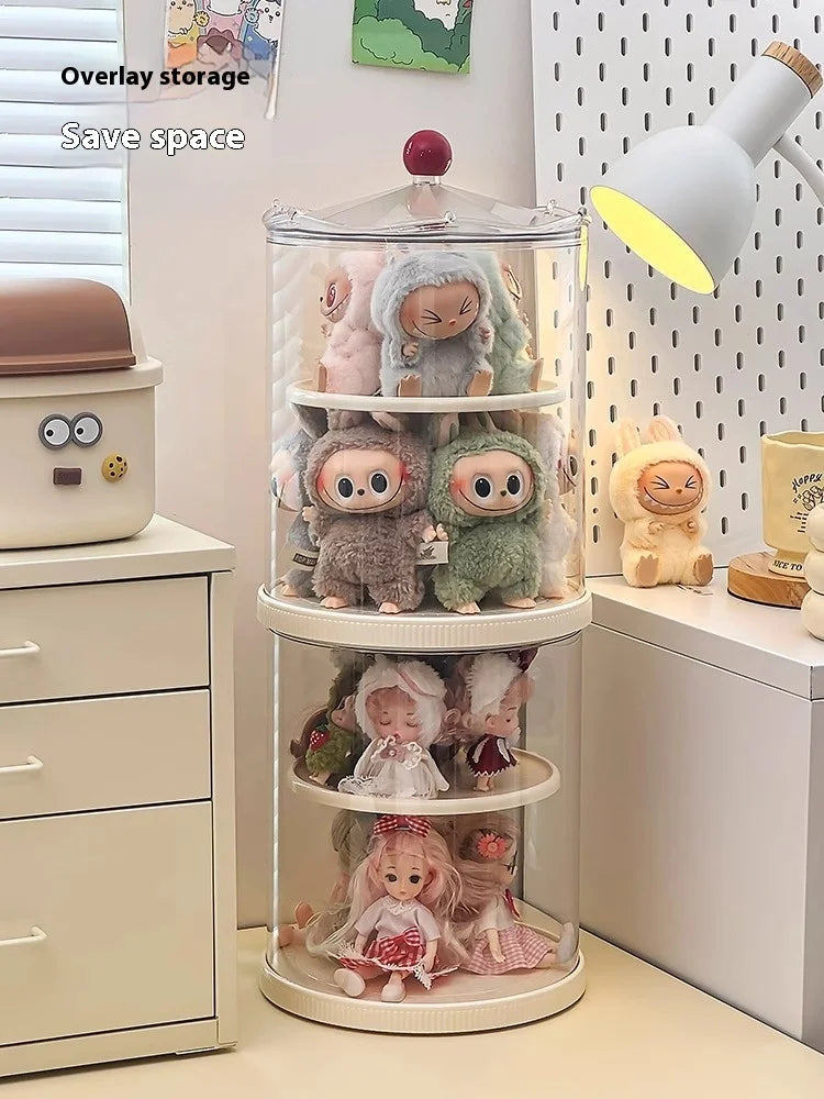 Labubu Rotating Display Box, Transparent Acrylic, Plush Doll Hand-Made Dust-Proof Labubu Pendant Storage Box. Lootquake LLC