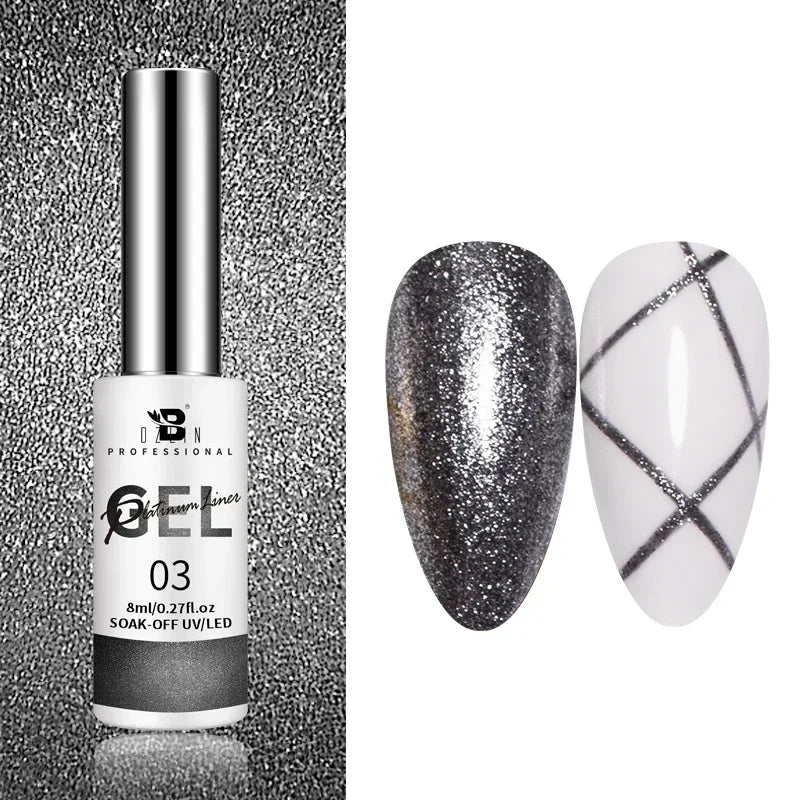 5ML Gold Silver Metallic Liner Paint Gel Polish Chrome Mirror Metal Effect Super Bright French UV LED Semi Permanent Nail Gel Lootquake LLC