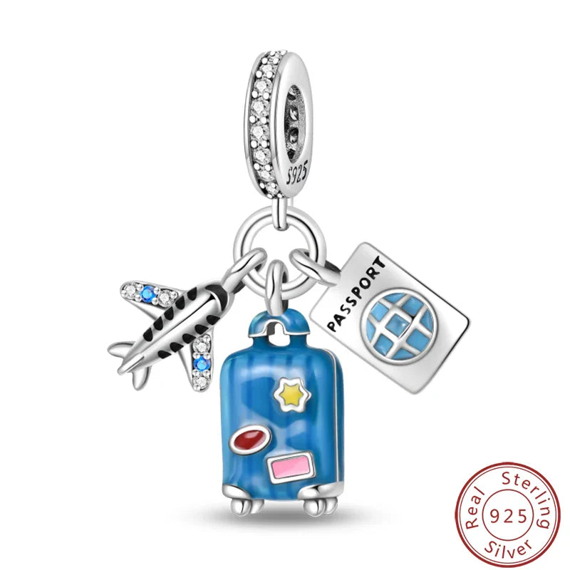 S925 Sterling Silver Princess Golf Hamster Camera Travel Three Piece Set Charms Beads 3mm DIY Fine Jewelry Making Lootquake LLC