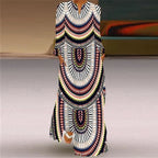Women's Maxi Dress Printed Retro Fashion y2k vestidos Long Sleeve Loose Robe S-5XL