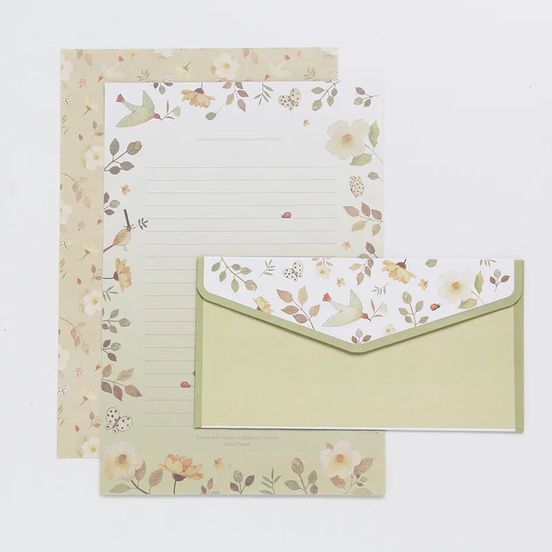 Vintage Flower Envelope Floral Creative Envelope Flower Printing Cute Cartoon Pattern Office Supplies With Letter Paper Lootquake LLC