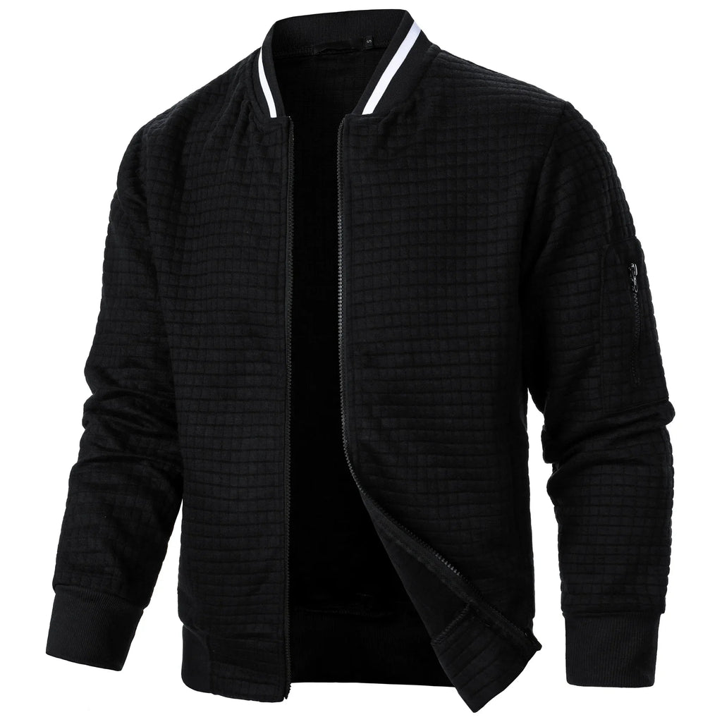 2024 Hot Selling Men's Four Seasons Waffle Full Zipper Top Men's Slim Fit Versatile Sweatshirt Men's Casual Cardigan Sweatshirt