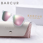 BARCUR Fashion Energetic Polarized Sunglasses for Women – Transparent Lightweight PC Frame Oval UV400 Protection Ladies Holiday Sun Glasses with Stylish Mirror Lens and Elegant White Gift Box – Perfect for Travel Beach & Summer Outings