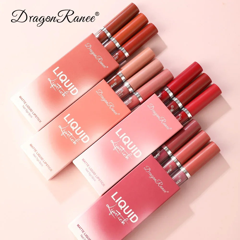 3 PCS Liquid Lipsticks Set Long Lasting Make Up For Women Korean Beauty Cosmetics Matte Lipsticks Waterproof Long lasting Lootquake LLC
