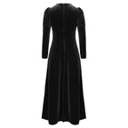 Girls Velvet Medieval Princess Dress Long Sleeve Renaissance Retro Robe Ancient Roman Long Dress for Halloween Carnival Party