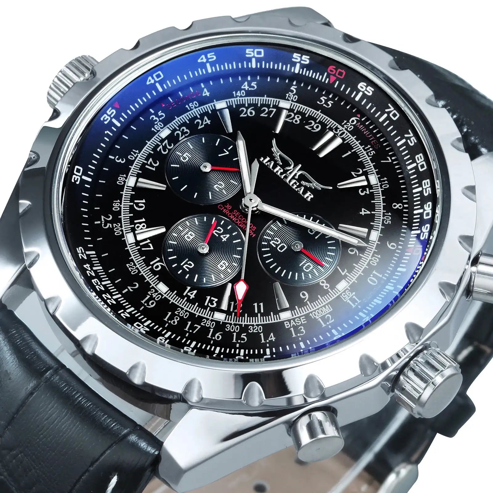 Jaragar Automatic Watch for Men Military Multifunction 3 Sub-Dials Sports Mechanical Watches Top Brand Luxury Leather Steel Band Lootquake LLC