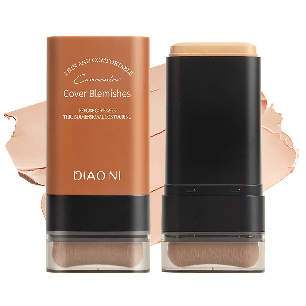 Tioni Foundation Stick Dual Head with Brush Moisture Translucent Foundation Long Lasting Eraser Foundation Stick