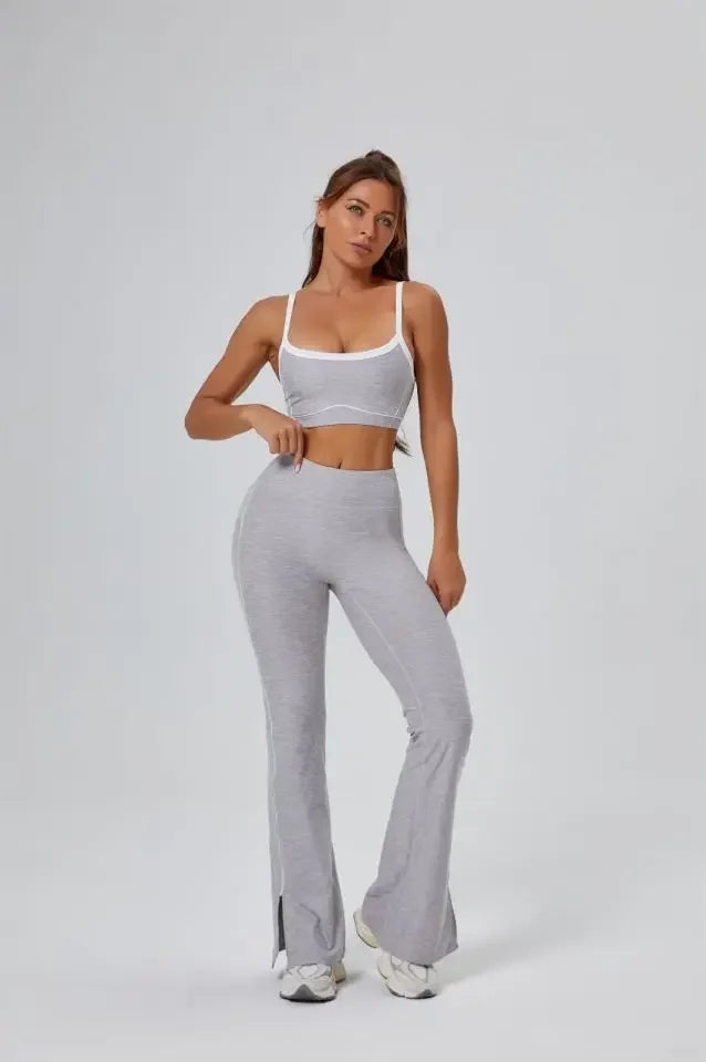 FlareLift Yoga Set: High-Waist Pants & Backless Bra THRIXINE