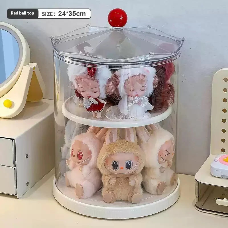 Labubu Rotating Display Box, Transparent Acrylic, Plush Doll Hand-Made Dust-Proof Labubu Pendant Storage Box. Lootquake LLC