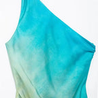 Gradient Long Dress Women Elegant One Shoulder Sleeveless Party Dress Female 2024 Summer Backless Tie-dye Lady Mermaid Robe