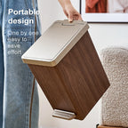 Large Capacity Trash Can，Elegant Wood Grain Design。Durable Plastic，Mute off，Save Space。Suitable for Kitchen、Bathroom、Office、Bedr Lootquake LLC