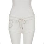 Y2K Rhinestone Summer Shorts for Beach Vibes THRIXINE
